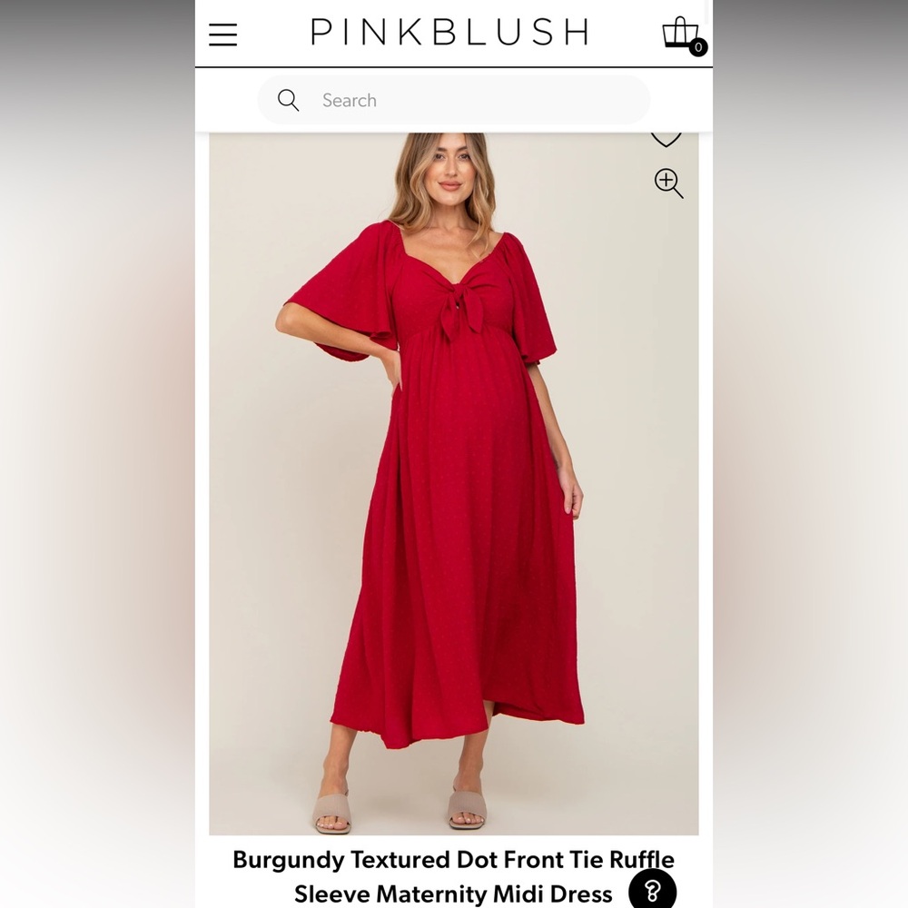 Pinkblush Burgundy Tie Front Midi Maternity Dress